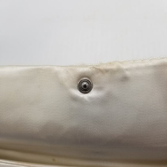 Vintage Beaded Clutch Purse, Off White Sequin Evening Bag, Double Sided - Picture 8 of 9